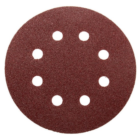 100pcs 125mm 8 Holes Abrasive Sand Discs 60-240 Grit Sanding Papers