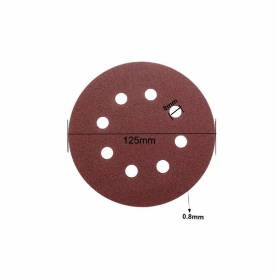 100pcs 125mm 8 Holes Abrasive Sand Discs 60-240 Grit Sanding Papers