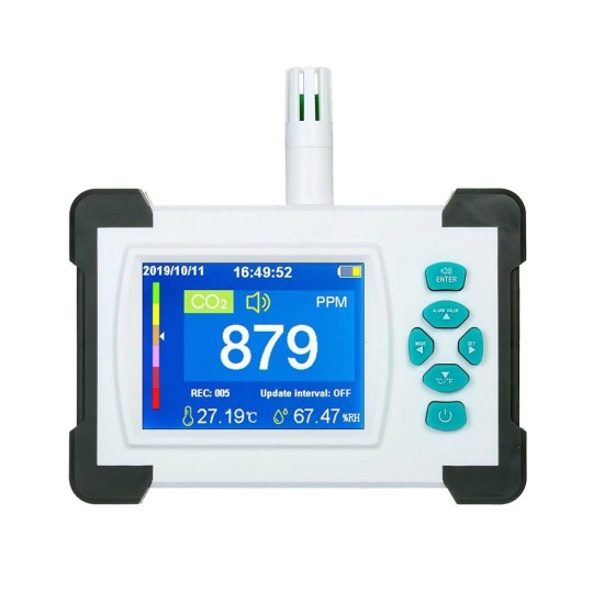 Upgraded SR-510A Carbon Dioxide Monitor with Rechargeable Battery Portable CO2 Meter Checker CO2 Sensor with PDF Output Function