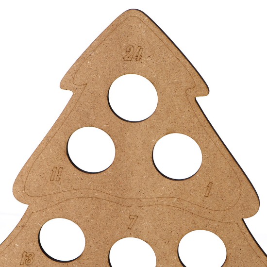MDF Wooden Christmas Advent Calendar Christmas Tree Decoration Fits 24 Circular Chocolates Candy Stand Rack