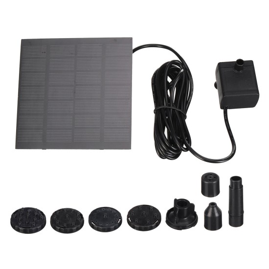 200L/H Solar Panel Powered Water Pump Yard Garden Pool Pond Aquarium Fountain Decor W/ 6 Heads