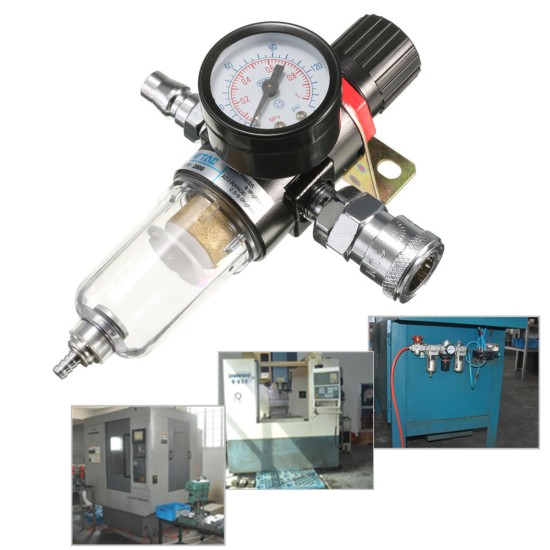 AFR-2000 1/4inch Air Compressor Filter Water Separator Trap Tools Kit Regulator Gauge