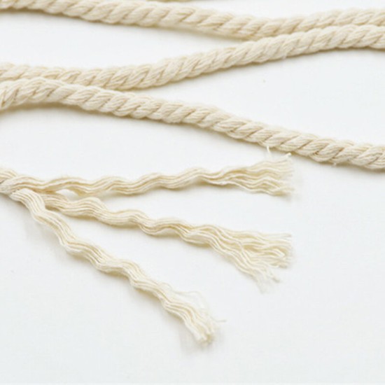 6mm Natural Cotton Cord Twine Braided Rope Cord Sash String Craft Macrame