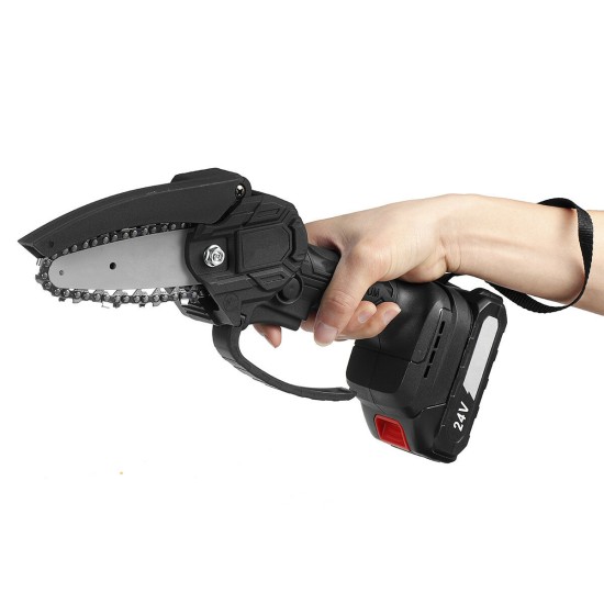 4inch 24V Rechargeable Brushless Electric Chain Saw Woodworking Tool Wood Cutter ChainSaws W/ 1/2pcs Battery