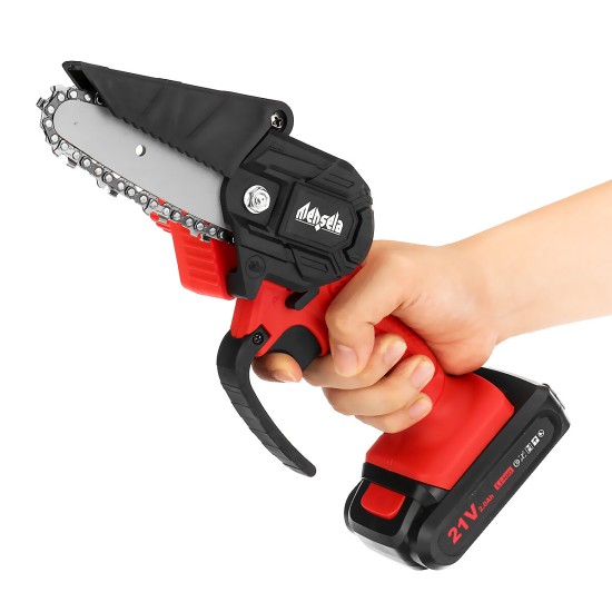 CS-L1 4 Inch Mini Cordless Electric Chain Saw LED One-Hand Saws Woodworking Wood Cutter W/ 1pc or 2pcs Battery