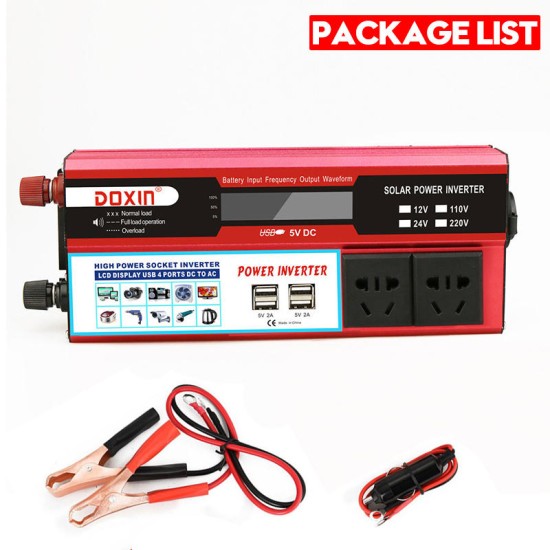 6000W Peak DC 12V/24V to AC 220V Power Inverter Digital Modified Sine Wave 4 USB Port 2 Sockets