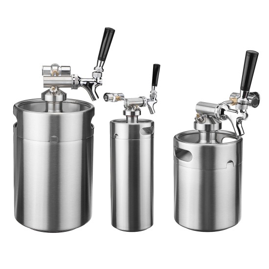 2/4/5L Homebrew Growler Mini Keg Stainless Steel Bar Beer Wine Making Tools Valve