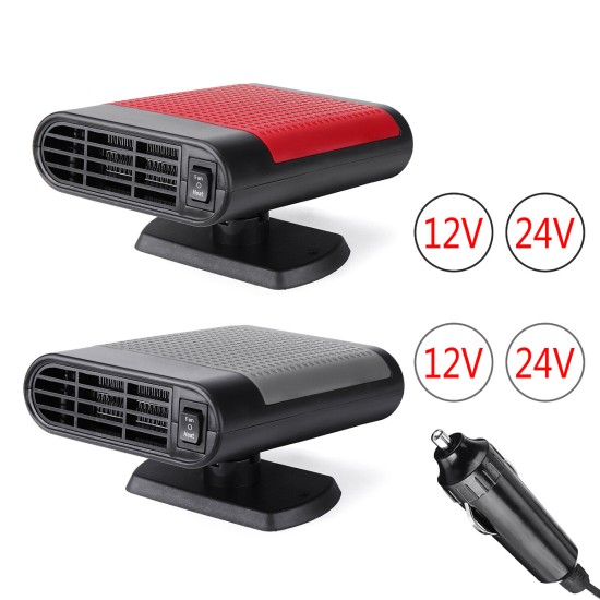 2 in 1 Portable Car Heater Cooler Fan 12V/24V Air Warmer Windscreen Demister Defroster