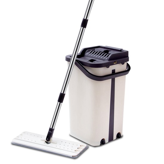 Stainless Steel Flat Squeeze Mop With Bucket Floor Dust Cleaning Microfiber Mops