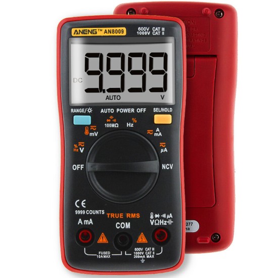 AN8009 True RMS NCV Digital Multimeter 9999 Counts Backlight AC DC Current Voltage Tester