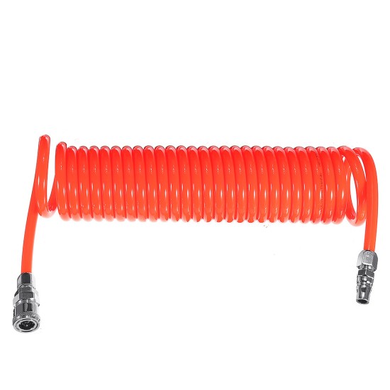 6.5mm Inner Diameter PU Spriral Air Hose 6-15 Meters Long with Bend Restrictor 1/4 Inch Quick Coupler and Plug