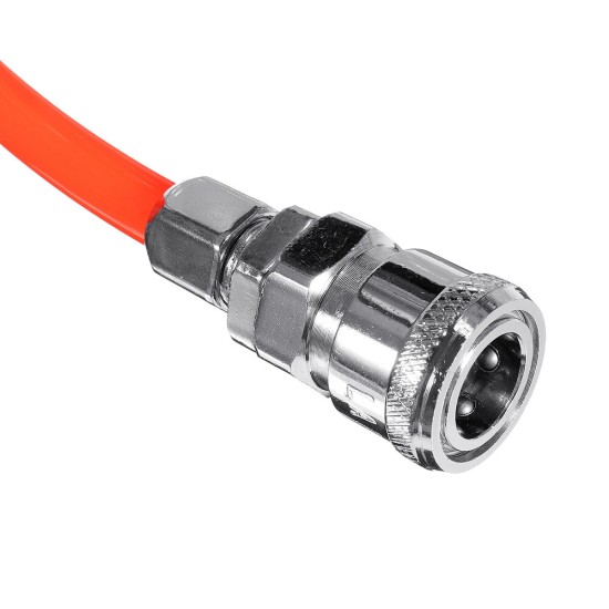 6.5mm Inner Diameter PU Spriral Air Hose 6-15 Meters Long with Bend Restrictor 1/4 Inch Quick Coupler and Plug