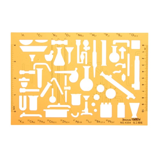 Chemistry Laboratory Experiment Symbols Drawing Template KT Soft Plastic Ruler Design Stencil