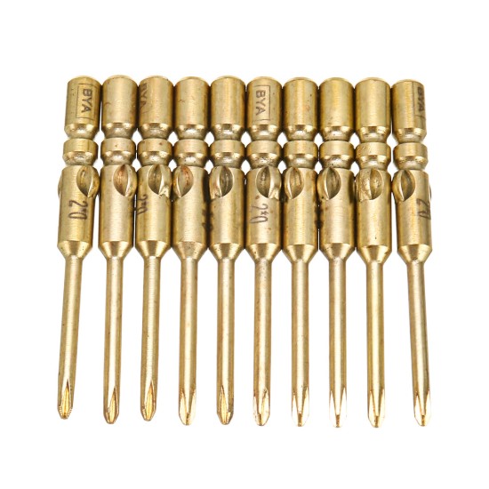 10Pcs 40mm Magnetic Screwdriver Bits Hex Cross Head PH0 PH1 PH2 Bit For Electric Screwdriver