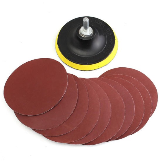 10pcs 4 Inch 1000 Grit Sandpaper with Backer Pad and Drill Adapter