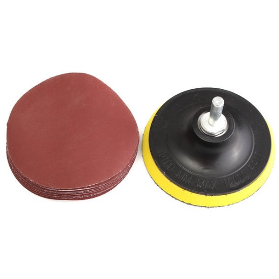 10pcs 4 Inch 1000 Grit Sandpaper with Backer Pad and Drill Adapter