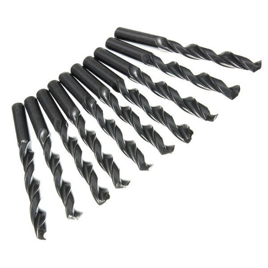 10pcs HSS Straight Shank Worm Spiral Twist Drill Bits from 1-10MM