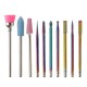 10pcs Nail Art Color Tungsten Carbide Grinding Drill Bits Electric Nails Machine Bit Grinding Head Set