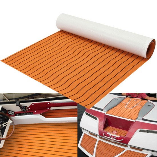 1200x2000x6mm EVA Foam Sheet Orange with Black Line Teak Synthetic Boat Decking Pad