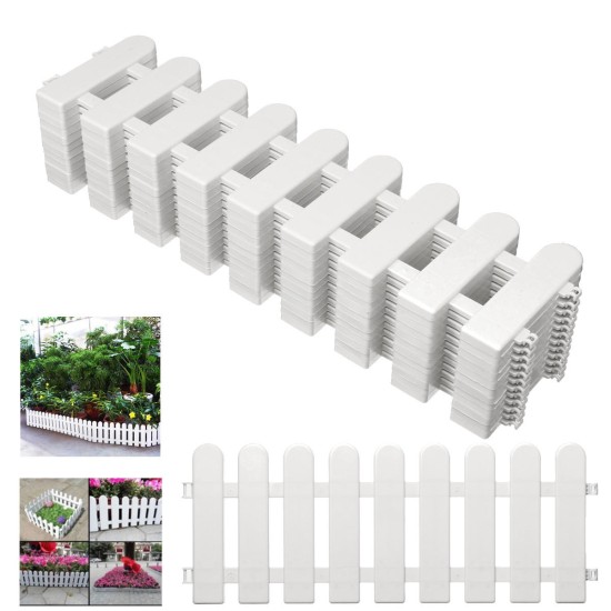 12pcs Flexible Garden Lawn Grass Edging Picket Border Panel Plastic Wall Fence Board