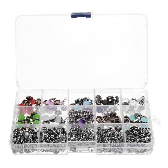 150 Sets Stainless Steel Buttons Snaps Fasteners Dummy Clips Press Studs 10 Colors