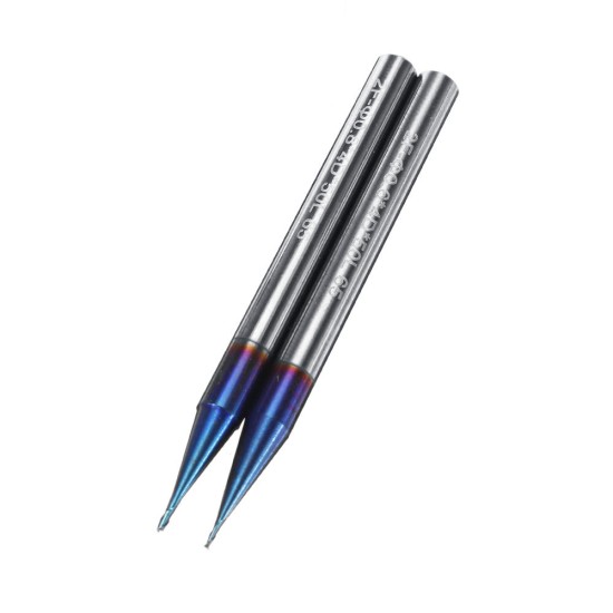 2 Flutes HRC65 Milling Cutter 0.4-0.9mm Nano Blue Coating Carbide End Mill