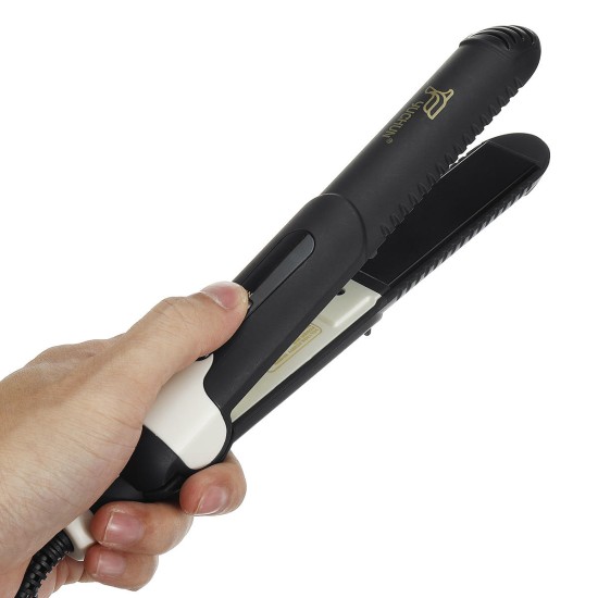 2 In 1 Portable Curler Straightener Tourmaline Ionic Flat Iron Heat Up Fast 220V Hair Curler