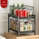 2-Story Kitchen Multifunctional Storage Rack Home Desktop Pull Type