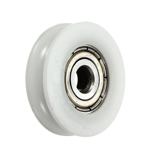 20Pcs 5x24x7mm U Notch Nylon Round Pulley Wheel Roller For 3.8mm Rope Ball Bearing