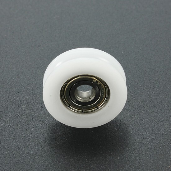 20Pcs 5x24x7mm U Notch Nylon Round Pulley Wheel Roller For 3.8mm Rope Ball Bearing