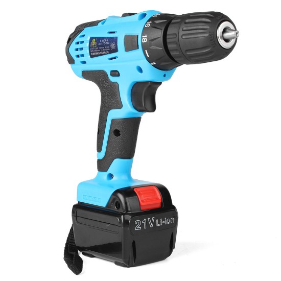 21V 1.5Ah Lithium-ion Cordless Hammer Drill Driver Kit With 2 Speed