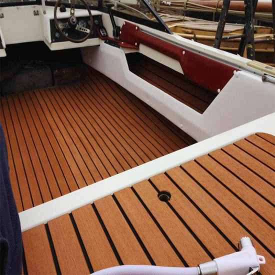 240x120x0.5cm EVA Foam Boat Faux Teak Yacht Marine Flooring Border Teak Decking Sheet Pad