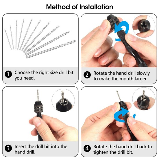 26 Pcs Precision Pin Vise Micro Mini Hand Twist Drill Bits Set for Metal Wood Jewelry Delicate DIY