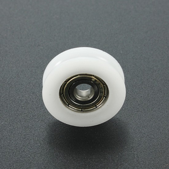 2Pcs 5x24x7mm U Notch Nylon Round Pulley Wheel Roller For 3.8mm Rope Ball Bearing