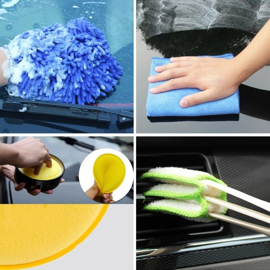 31pcs Car Wash Tools Set with Car Wash Cleaning Brush Car Wipes Tire Cleaning Brush Car Wash Brush Electric Drill Brush