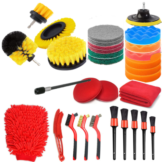 31pcs Car Wash Tools Set with Car Wash Cleaning Brush Car Wipes Tire Cleaning Brush Car Wash Brush Electric Drill Brush
