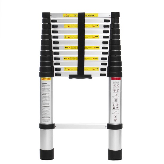 3.2m/3.8m Alloy Aluminium Retractable Multifunctional Telescopic Single Straight Extension Extendable Ladder