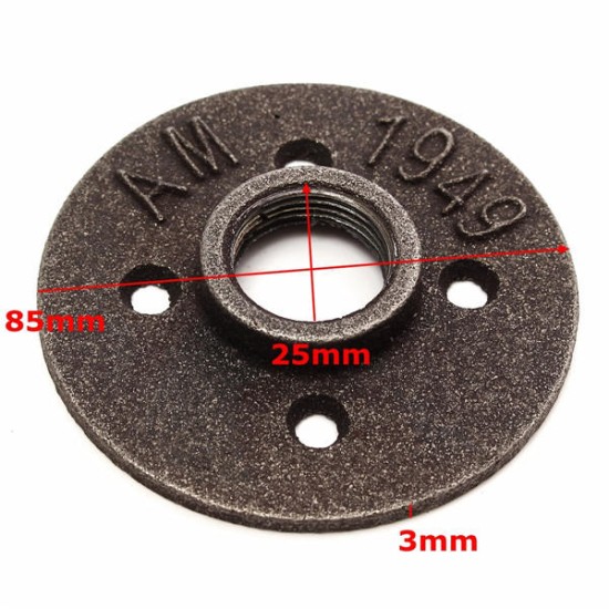 3/4 Inch Black Malleable Iron Floor Flange Fitting Pipe NPT Antique Wall Flange Seat
