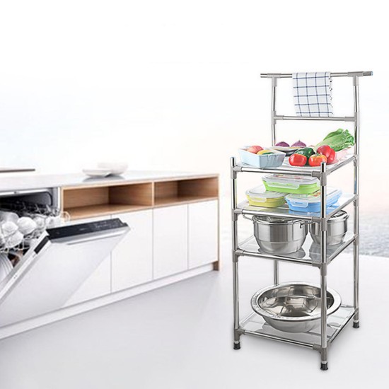 3/4 Layers Free-standing Stainless Steel Kitchen Rack Sheelf Pot Storage Holder