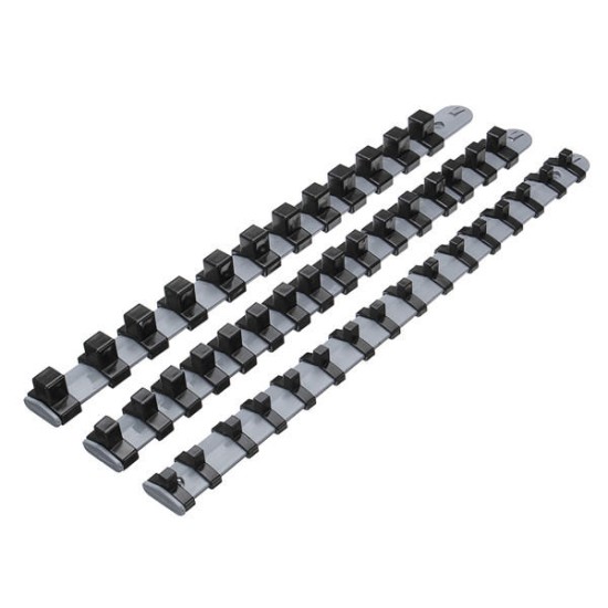 3Pcs 1/4 3/8 1/2 Inch Socket Tray Rail Rack Holder Storage Organizer Shelf Stand
