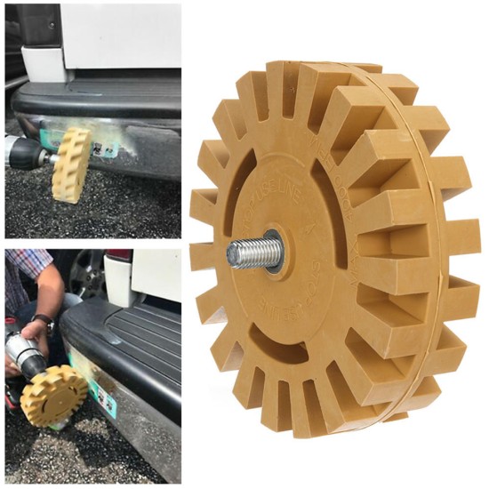 4 Inch Rubber Decal Eraser Caramel Wheel Removal with Power Drill Arbor Drill Adapter