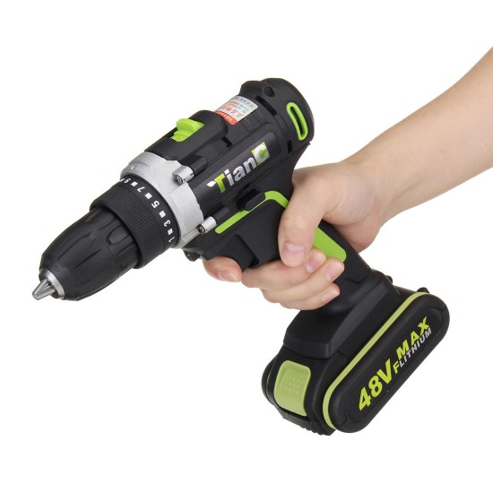 48VF Electric Power Cordless Drill Screwdriver Woodworking Tool with 1/2pcs Rechargeable Batteries