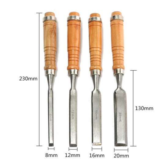 4Pcs 8/12/16/20mm Woodwork Carving Chisels Tool Set For Woodworking Carpenter