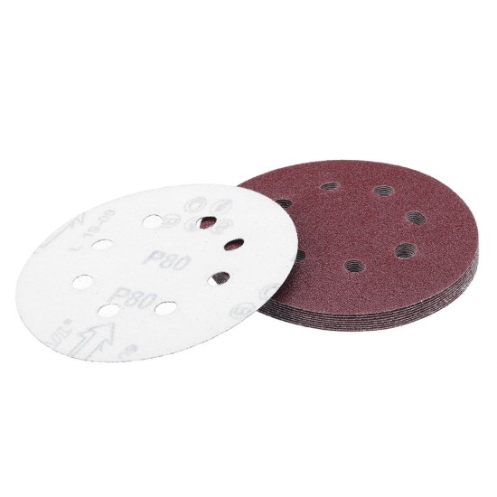 50pcs 125mm 60-240 Grit Sanding Sheet 8 Hole Pads Sandpaper with Polishing Pad