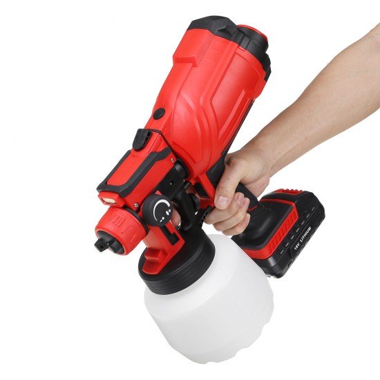 550W Cordless Electric Spray Guns 800ML Lighting Paint Sprayer Wood Wall Fences Painting Tool W/ Battery