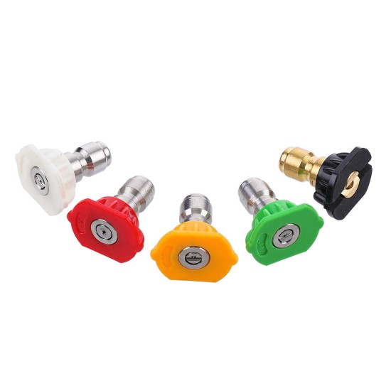 5Pcs 2.0 GPM High Pressure Washer Spray Nozzle Tips with Connector 1/4 Inch Quick-connect 4500PSI 90° Rotary Connector
