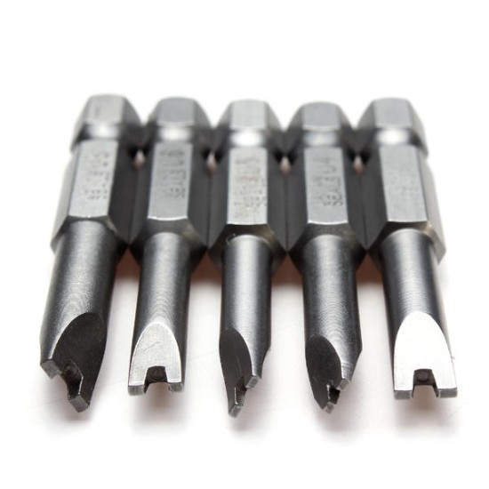 5pcs 50mm 1/4 Inch Hex Magnetic U-shaped Screwdriver Bits