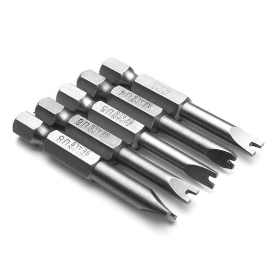 5pcs 50mm 1/4 Inch Hex Magnetic U-shaped Screwdriver Bits