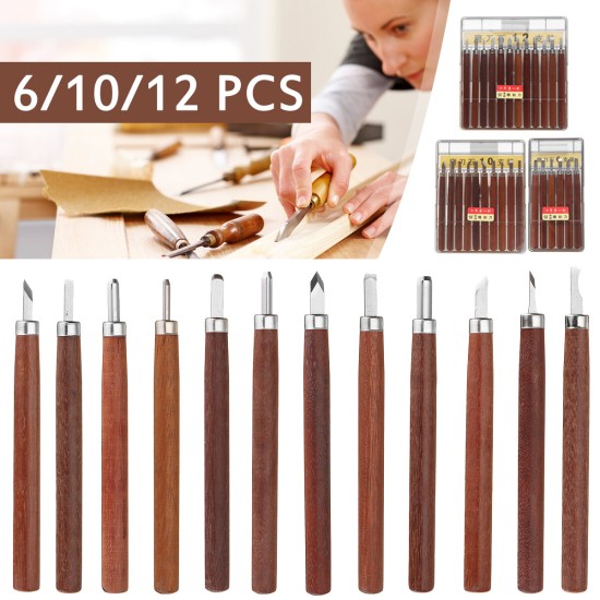 6/10/12Pcs Wood Stone Carving Chisels Hand Woodworking Kit Cutter Tools Set