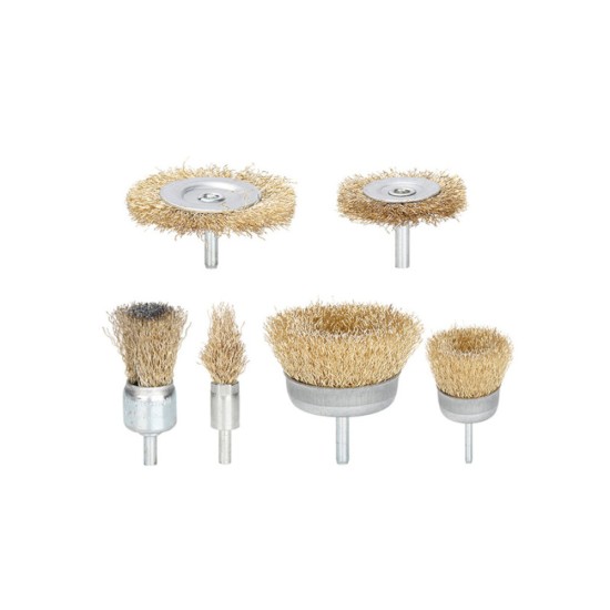6/7/9Pcs 6mm Shank Electric Grinder Wire Wheel Brush Drill Bit Brass Coated Wire Brush Set For Removal Rust Corrosion Metal Polishing Wheel